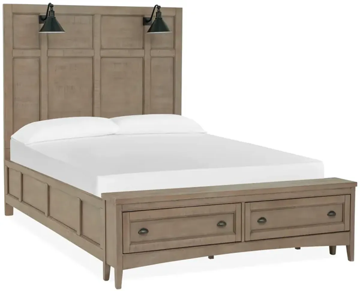 Ivy Ridge Lamp Panel Bed w/ Storage in Dovetail Grey by Magnussen Home