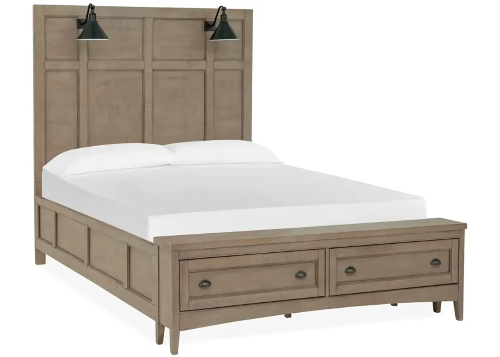 Ivy Ridge Lamp Panel Bed w/ Storage in Dovetail Grey by Magnussen Home