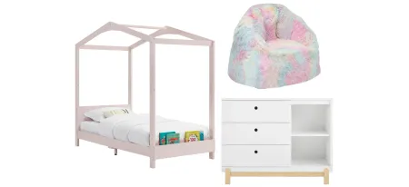 Delta Children Poppy 3 pc. House Bed Bedroom Set in White/Pastel by Delta Children