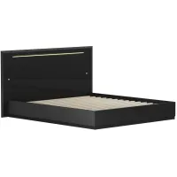Florence Panel Bed w/ LED Lighting in Gloss Black by Chintaly Imports