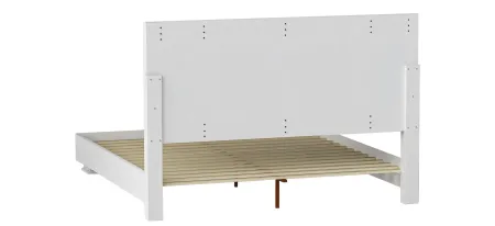 Moscow Upholstered Bed w/ LED Lights in Gloss White by Chintaly Imports