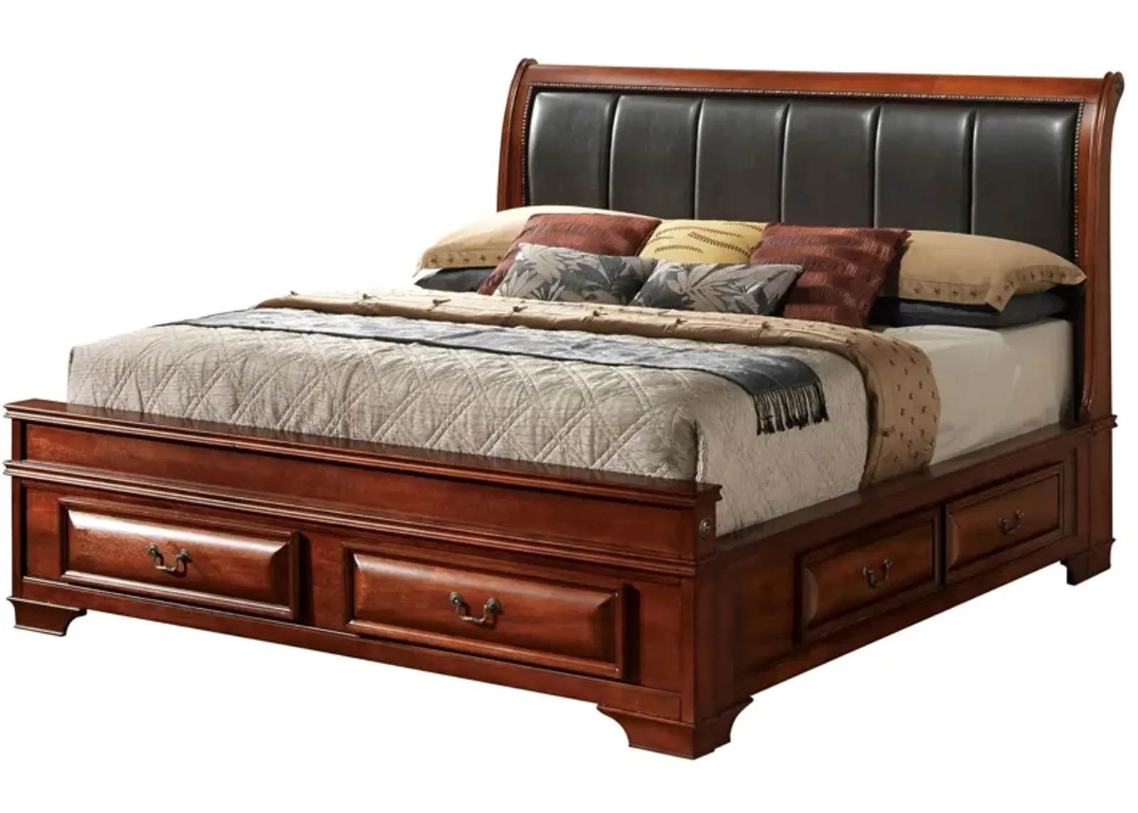 Sarasota Upholstered Storage Bed in Light Cherry by Glory Furniture