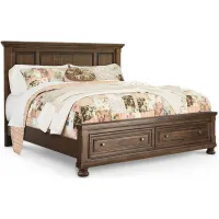 Flynnter Panel Bed with Storage Drawers in Medium Brown by Ashley Furniture