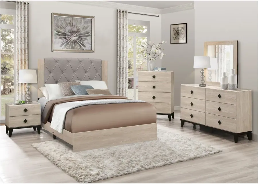 Karren 4-pc. Upholstered Panel Bedroom Set in Natural by Homelegance