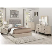 Karren 5-pc. Upholstered Panel Bedroom Set in Cream by Homelegance