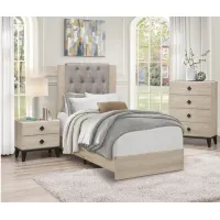 Karren 3-pc. Upholstered Panel Bedroom Set in Cream by Homelegance