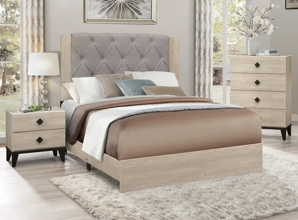 Karren 3-pc Upholstered Panel Bedroom Set in 2-Tone Finish (Cream and Black) by Homelegance