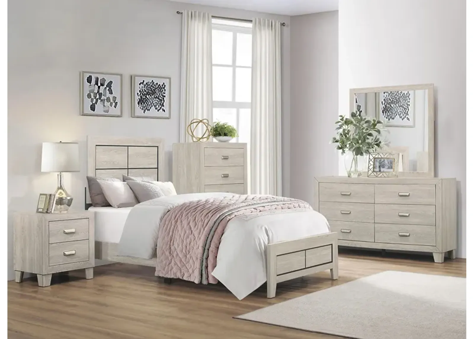 Loudon 4-pc. Bedroom Set in Light Brown by Homelegance