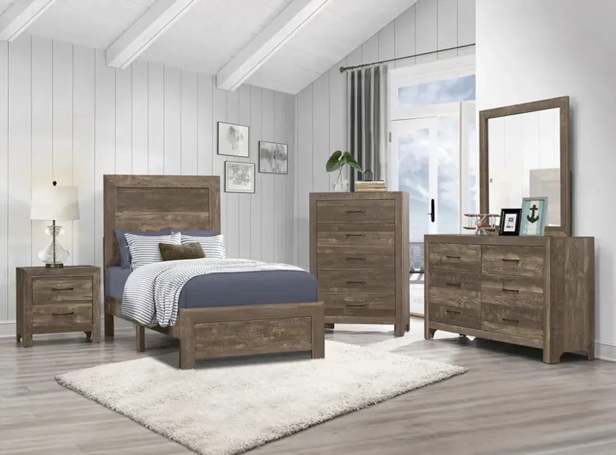 Bijou 4-pc Panel Bedroom Set in Rustic Brown by Homelegance