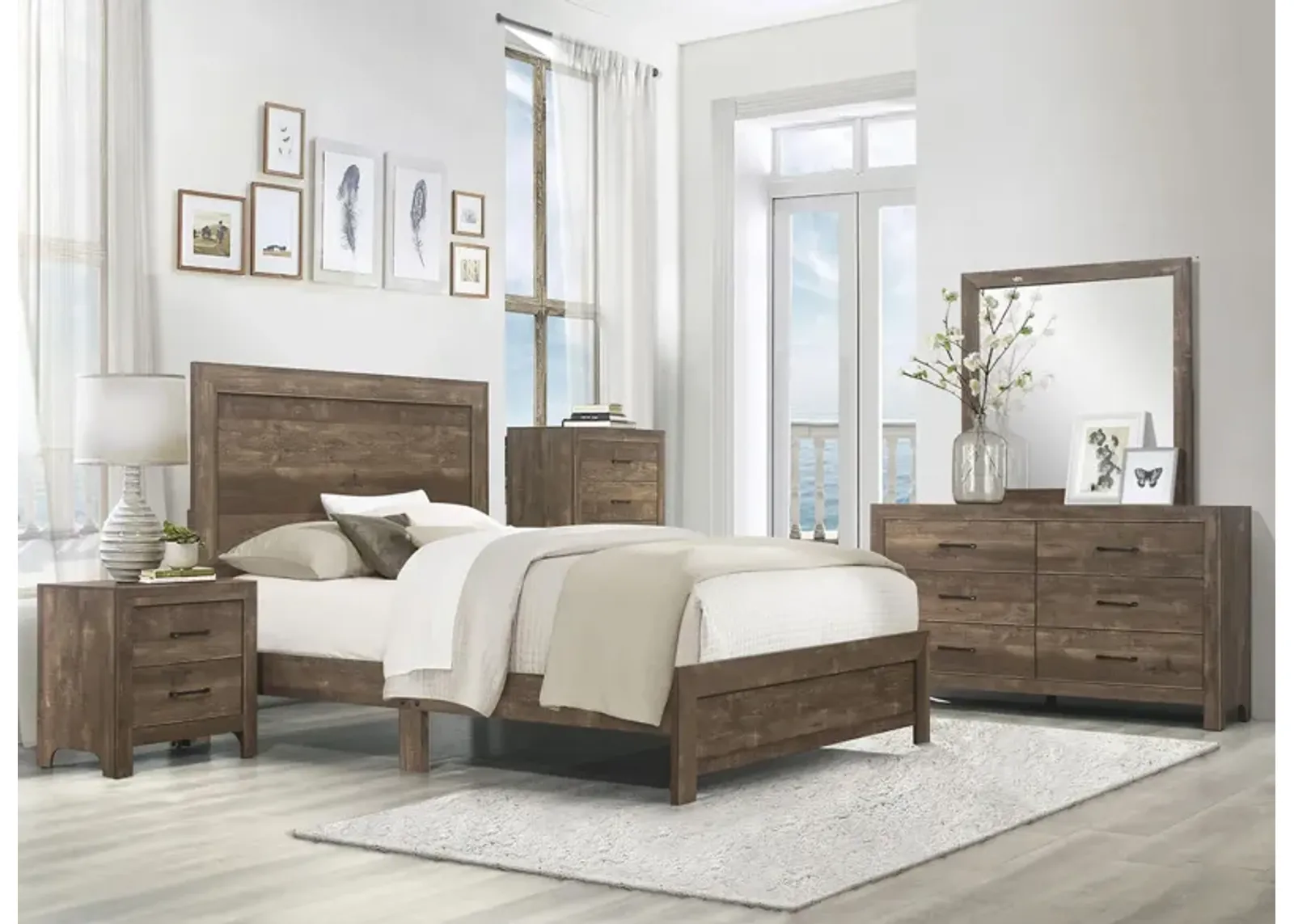 Bijou 4-pc Panel Bedroom Set in Rustic Brown by Homelegance