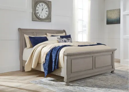Lettner Sleigh Bed in Light Gray by Ashley Furniture