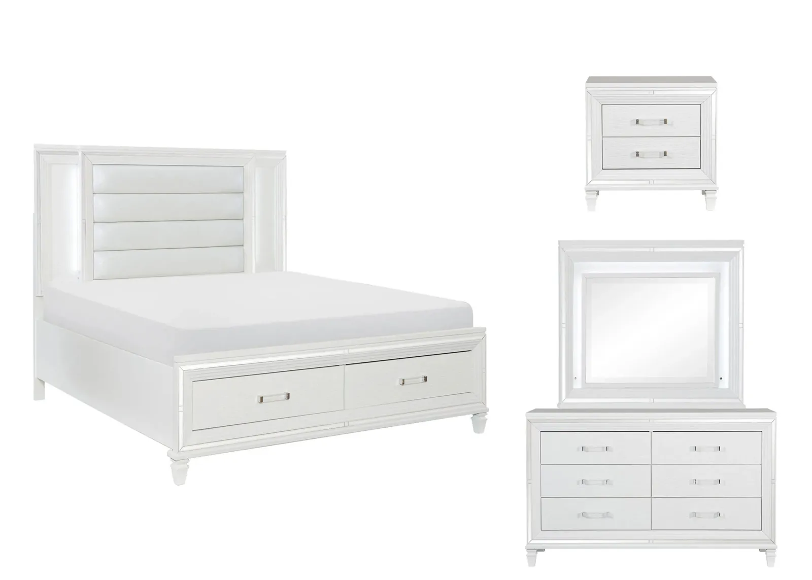 Selena 4-Pc. Platform Bedroom Set w/Storage in White by Bellanest