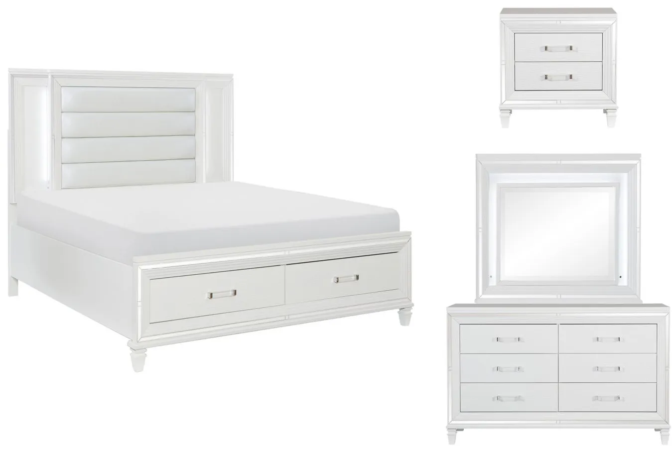 Selena 4-Pc. Platform Bedroom Set w/Storage in White by Bellanest