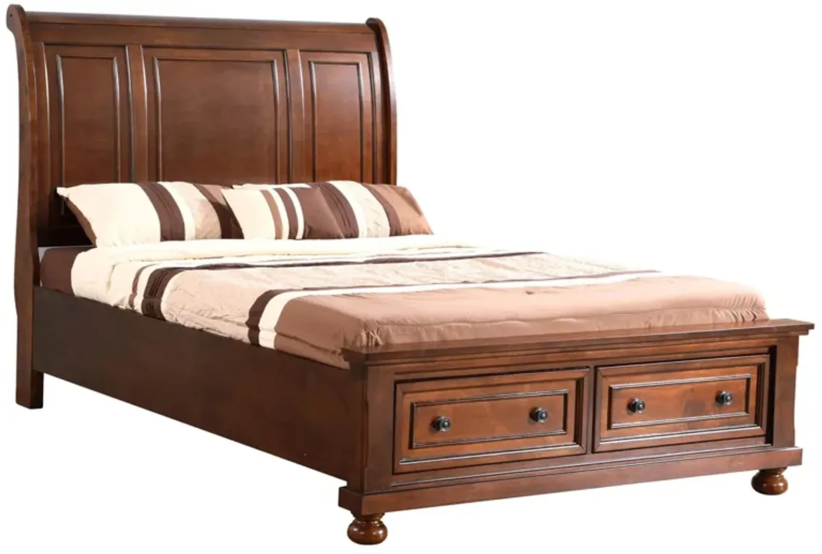 Meade Sleigh Storage Bed in Cherry by Glory Furniture