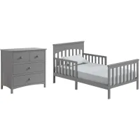 Oxford Baby Harper Toddler Bed and Dresser Set - 2 pc. in Dove Gray by M DESIGN VILLAGE