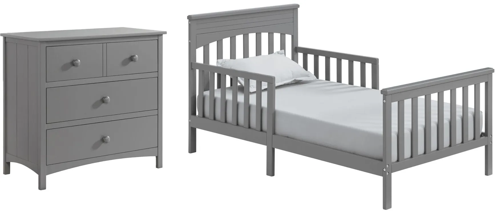 Oxford Baby Harper Toddler Bed and Dresser Set - 2 pc. in Dove Gray by M DESIGN VILLAGE