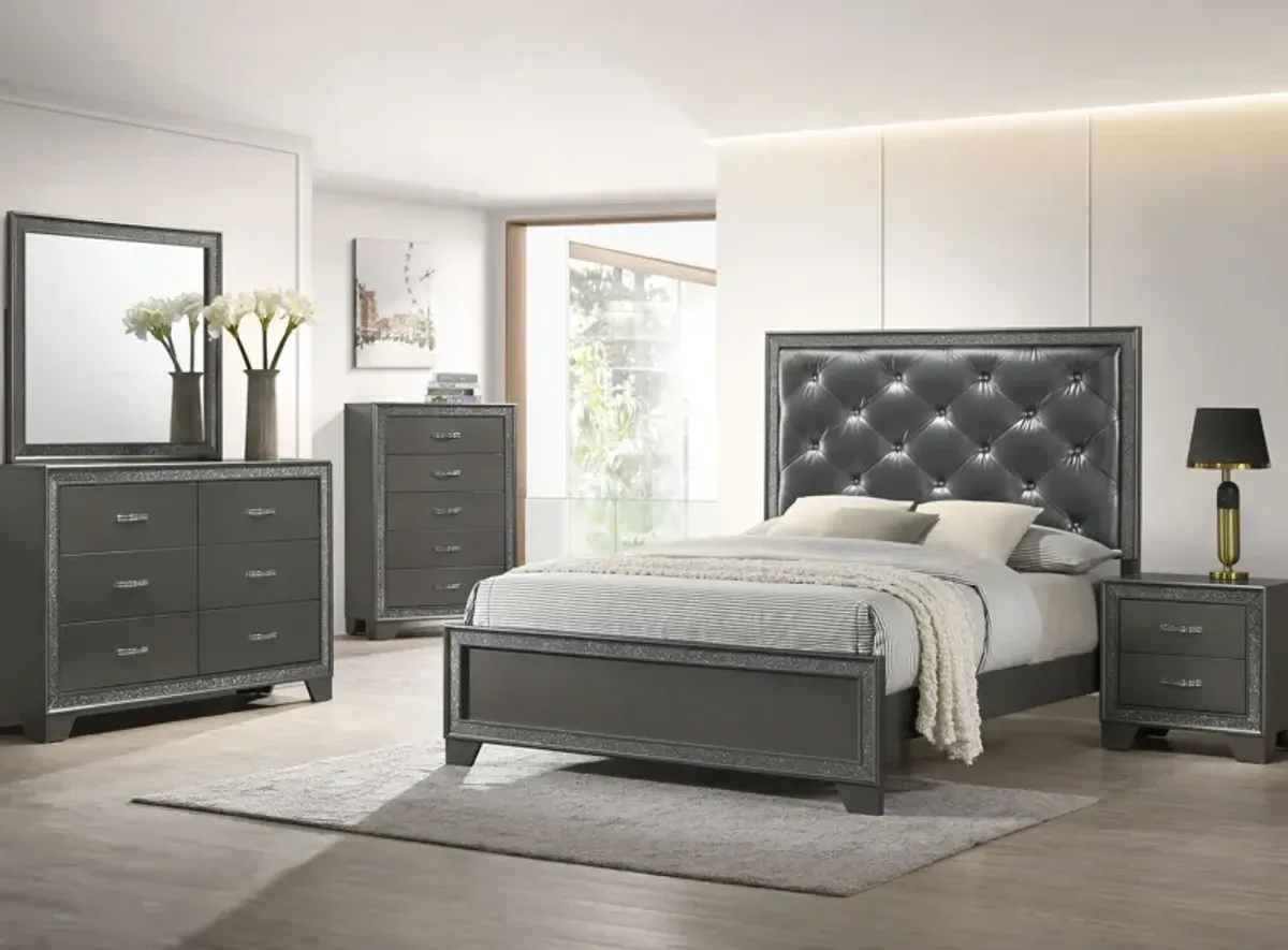 Kaia 5-Pc Queen Bedroom Set in Mocha Silver/ Dark Gray by Crown Mark