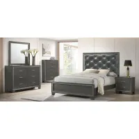 Kaia 5-Pc Queen Bedroom Set in Mocha Silver/ Dark Gray by Crown Mark