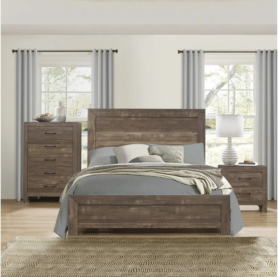 Bijou 3-pc. Panel Bedroom Set in Rustic Brown by Homelegance