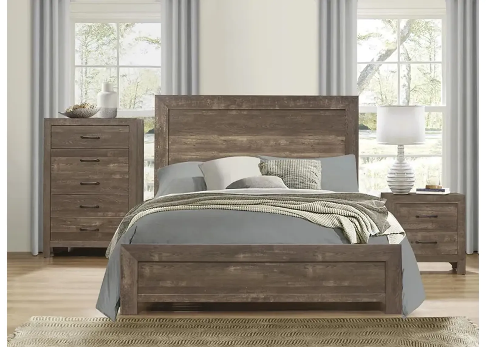 Bijou 3-pc Panel Bedroom Set in Rustic Brown by Homelegance