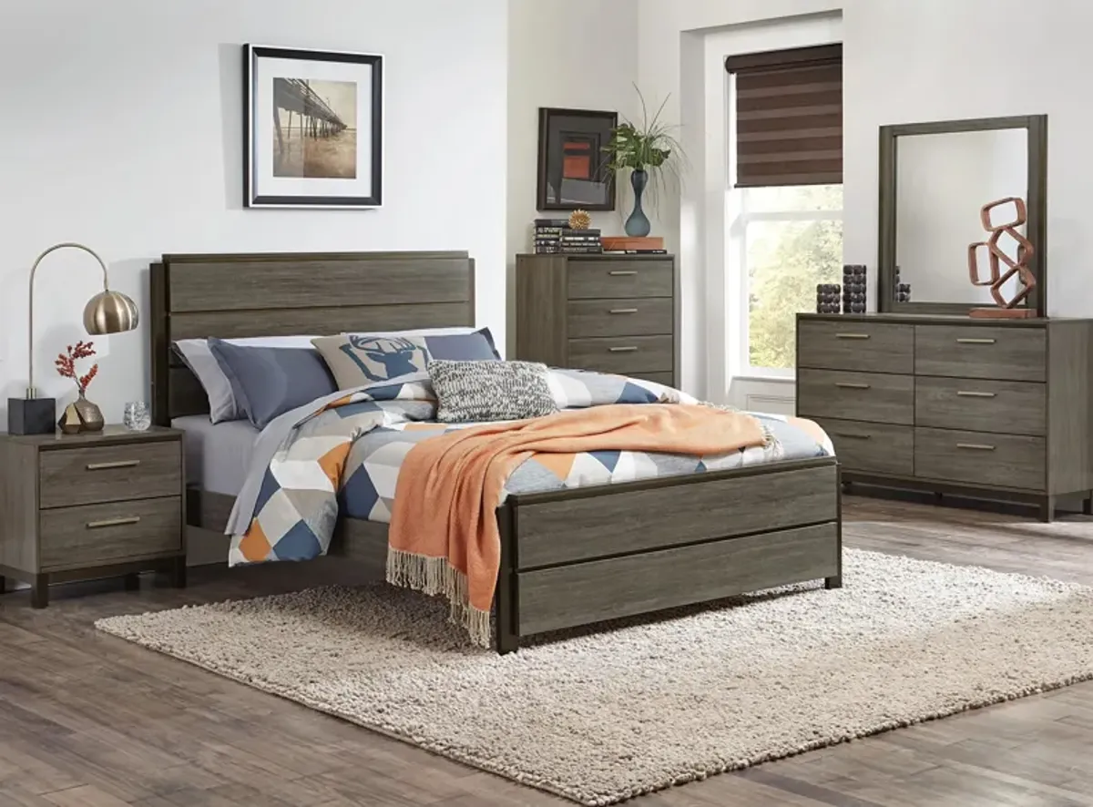 Solace 4-pc Bedroom Set in Antique Gray and Dark Brown by Homelegance