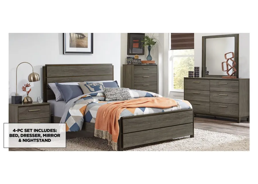 Solace 4-pc Bedroom Set in Antique Gray and Dark Brown by Homelegance