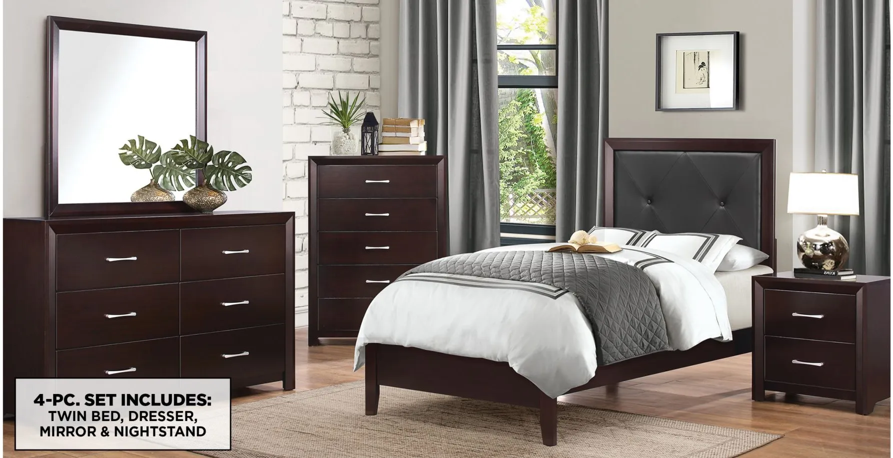 Pell 4-pc. Bedroom Set in Cherry by Homelegance