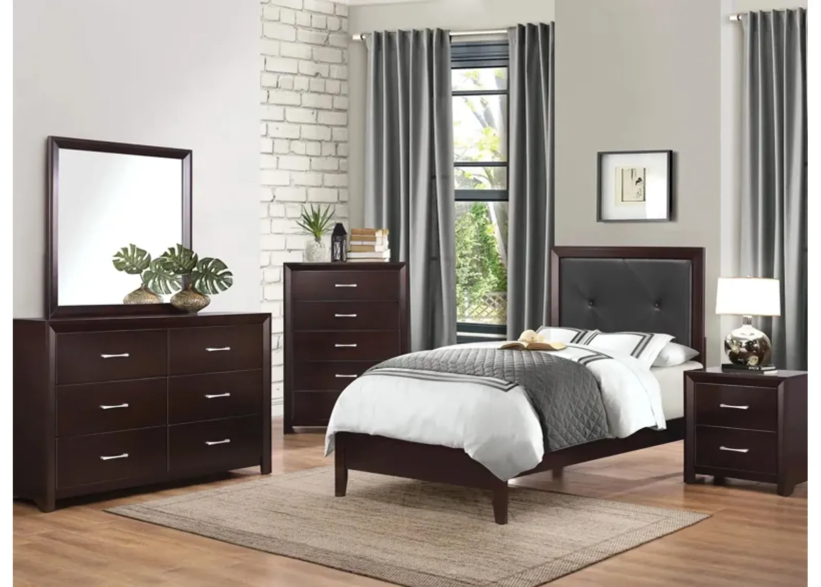 Pell 4-pc Bedroom Set in Cherry by Homelegance