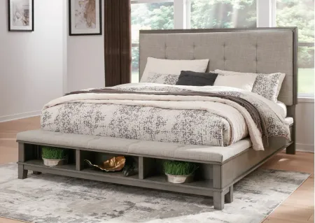Hallanden Queen Panel Bed with Storage in Gray by Ashley Furniture