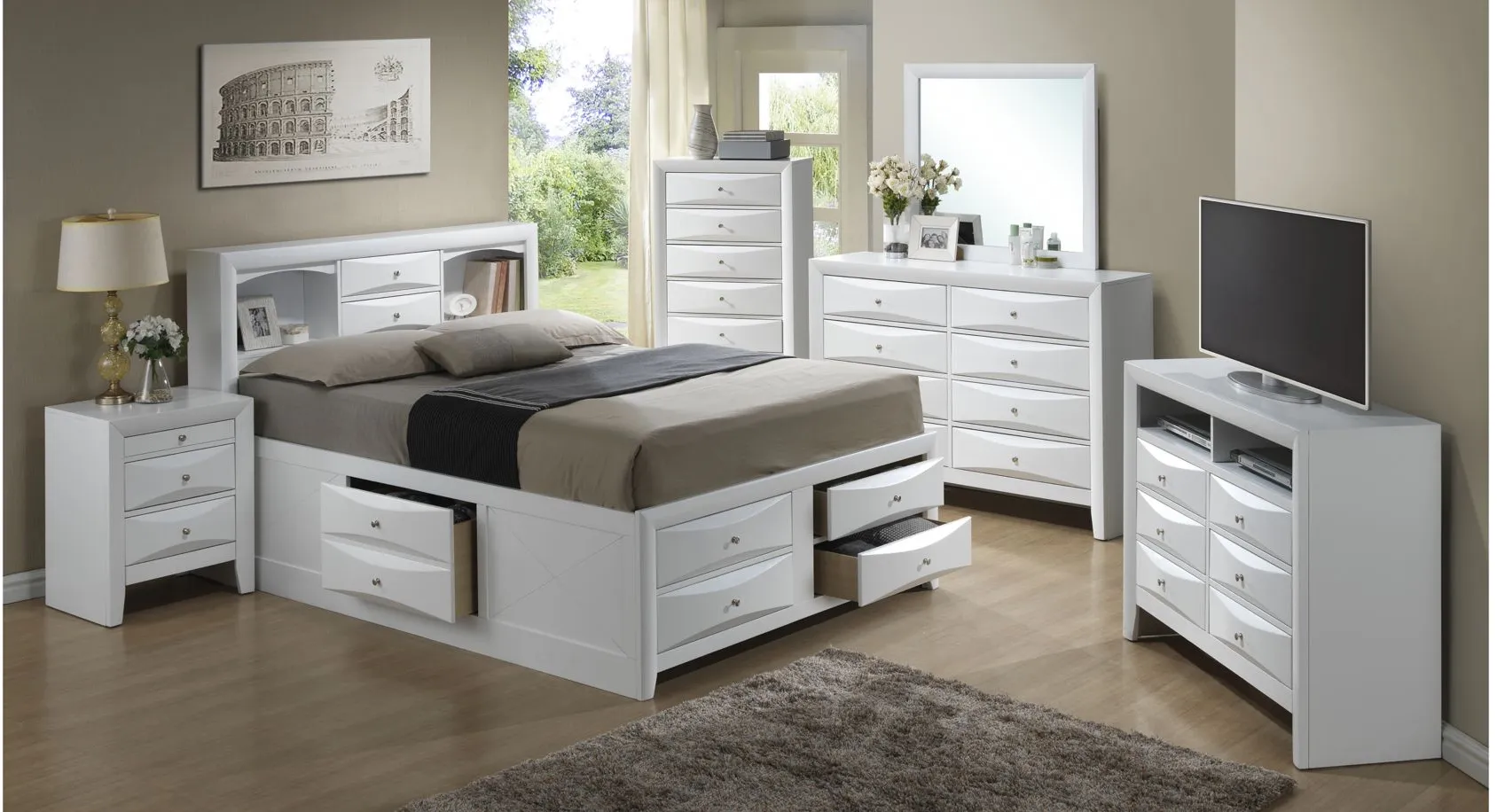 Marilla Captain's Bed in White by Glory Furniture