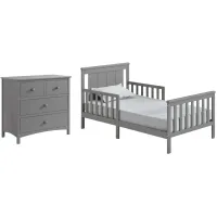 Oxford Baby Lazio Toddler Bed and Dresser Set - 2 pc. in Dove Gray by M DESIGN VILLAGE