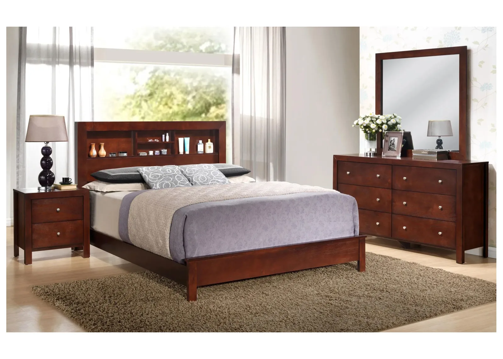 Burlington 4-pc. Storage Bedroom Set in Cherry by Glory Furniture