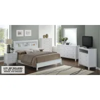 Burlington 4-pc. Bookcase Bedroom Set in White by Glory Furniture
