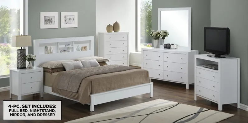 Burlington 4-pc. Bookcase Bedroom Set in White by Glory Furniture