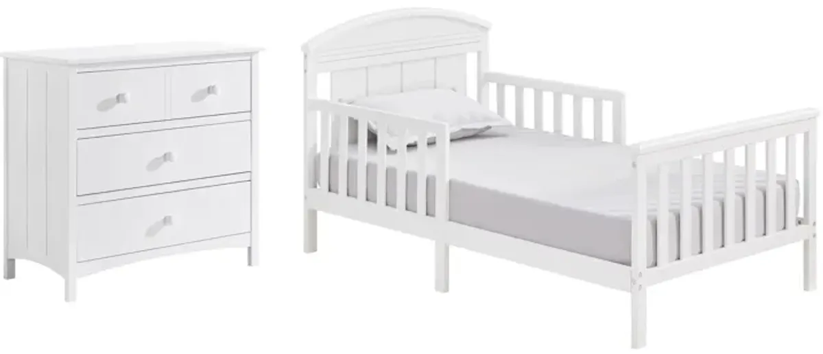 Oxford Baby Baldwin Toddler Bed & Dresser Set - 2 pc. in White by M DESIGN VILLAGE