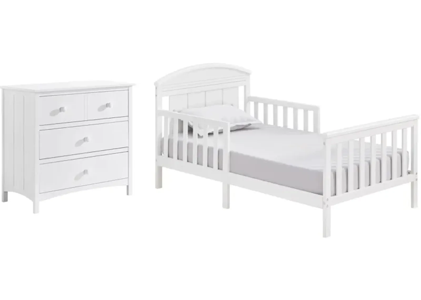 Oxford Baby Baldwin Toddler Bed & Dresser Set - 2 pc. in White by M DESIGN VILLAGE