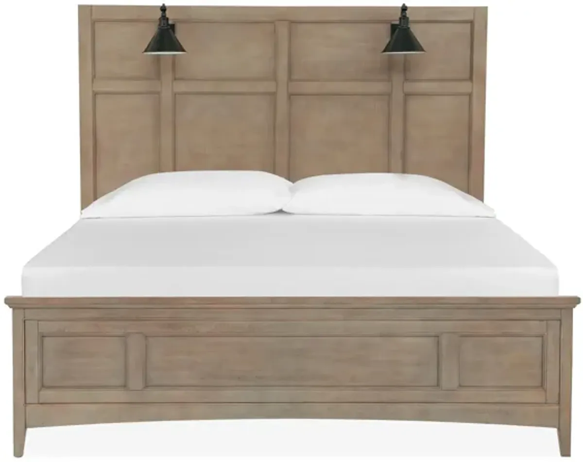 Ivy Ridge Panel Bed w/ Lamp Headboard