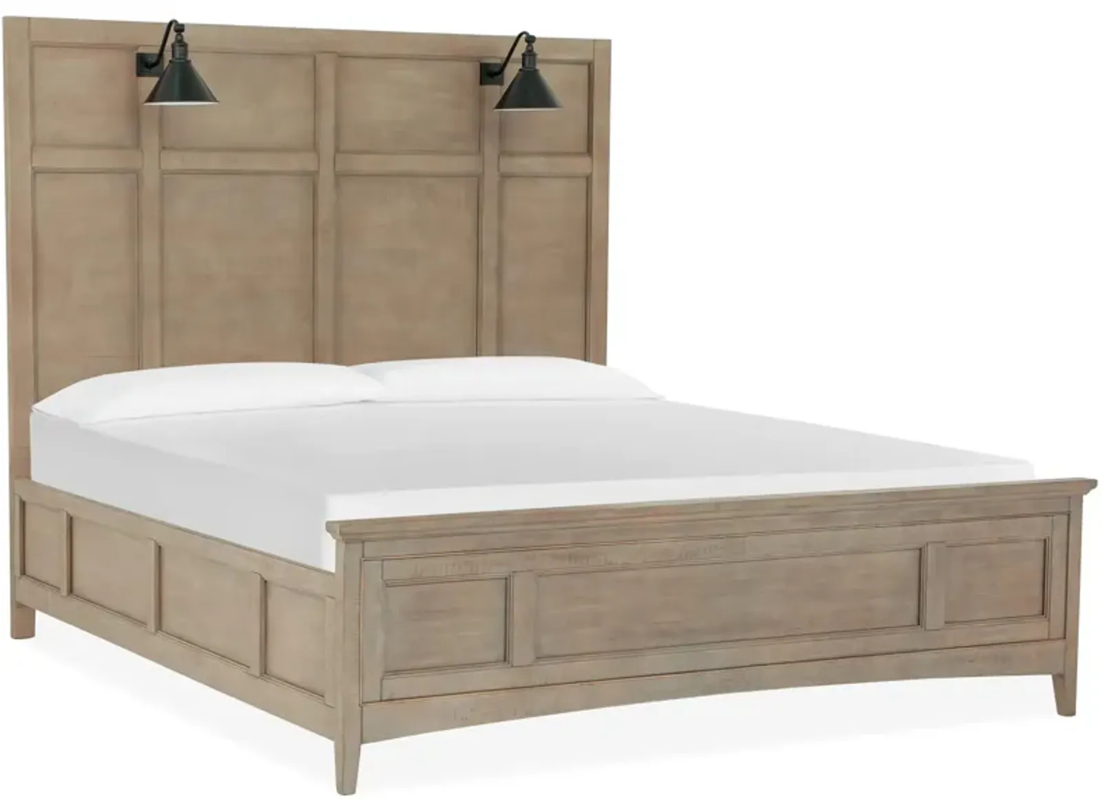 Ivy Ridge Panel Bed w/ Lamp Headboard