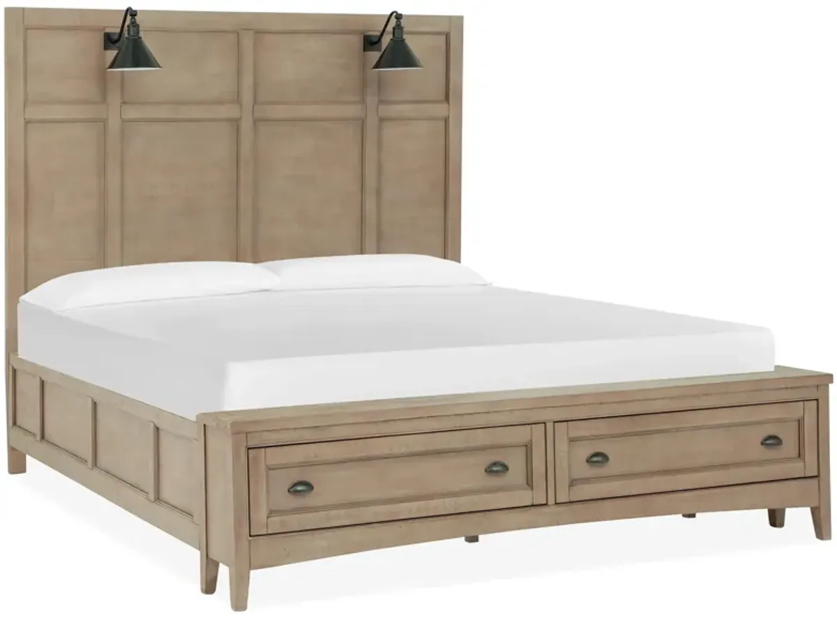 Ivy Ridge Lamp Panel Bed w/ Storage in Dovetail Grey by Magnussen Home