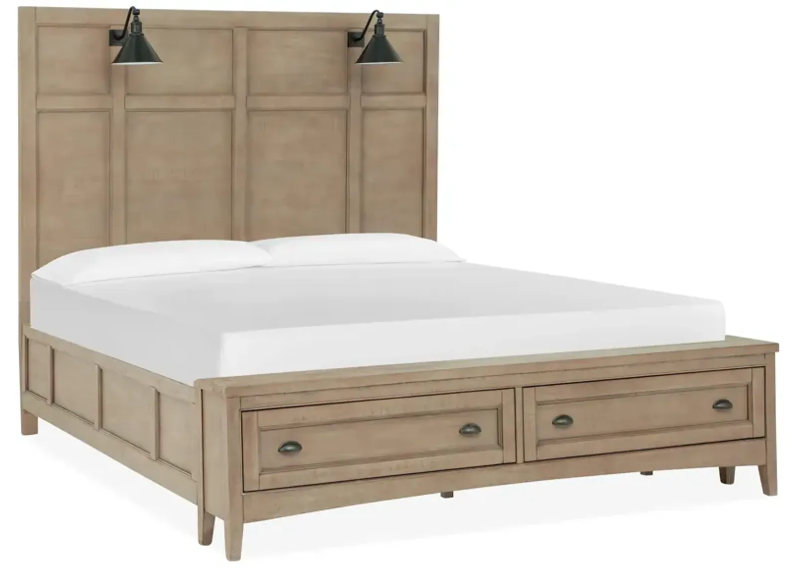 Ivy Ridge Lamp Panel Bed w/ Storage in Dovetail Grey by Magnussen Home