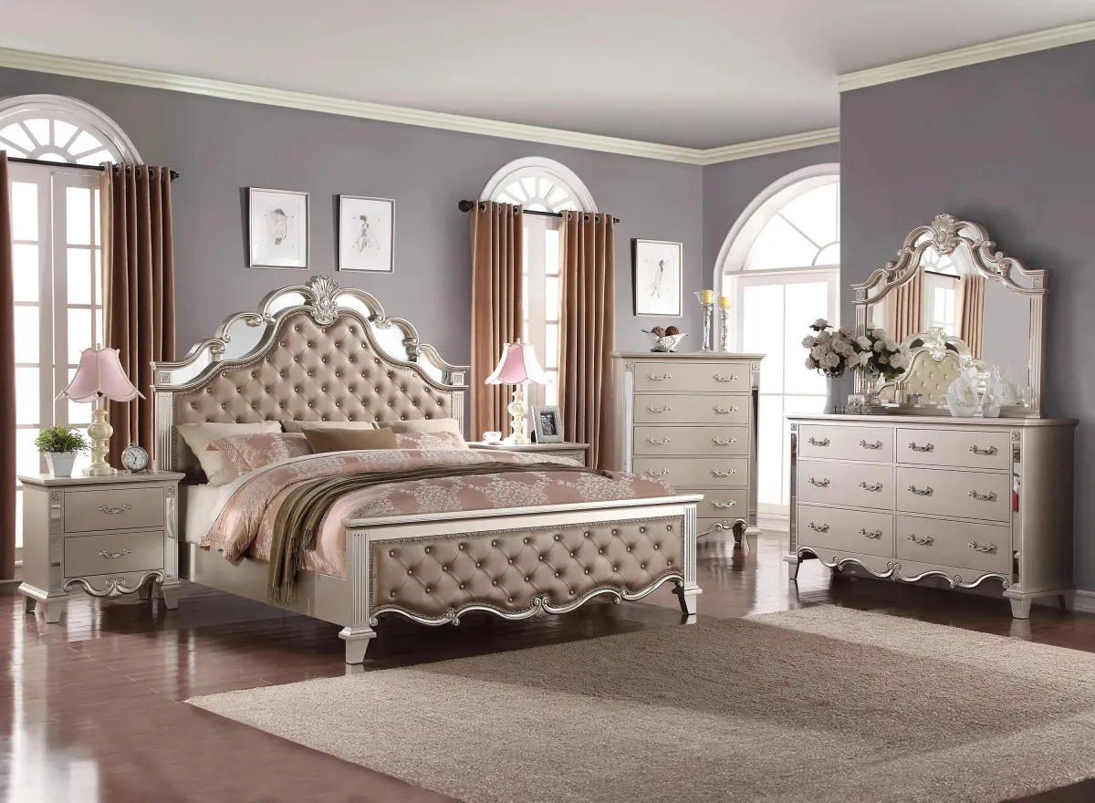 Sonia 4-pc. Bedroom Set in Champagne by Cosmos Furniture