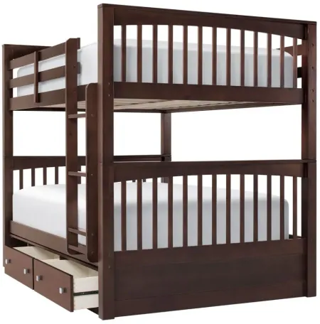 Jordan Full-Over-Full Bunk Bed w/ Storage in Chocolate by Hillsdale Furniture