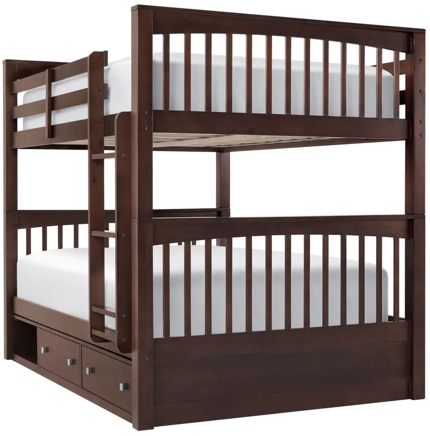 Jordan Full-Over-Full Bunk Bed w/ Storage in Chocolate by Hillsdale Furniture