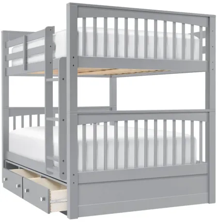 Jordan Full-Over-Full Bunk Bed w/ Storage in Gray by Hillsdale Furniture