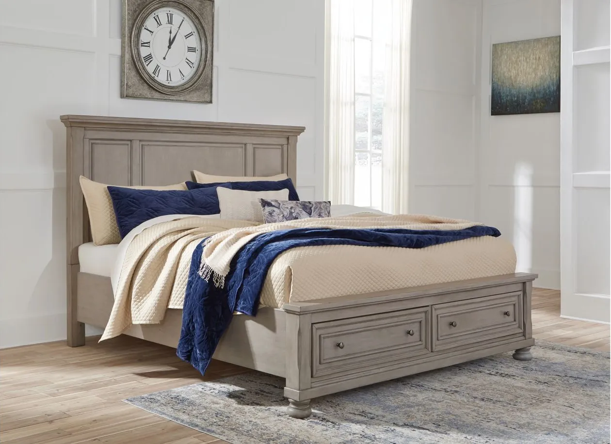 Lettner Panel Storage bed in Light Gray by Ashley Furniture