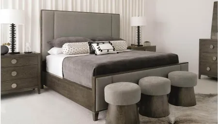 Linea Queen Panel Bed in Cerused Charcoal by Bernhardt