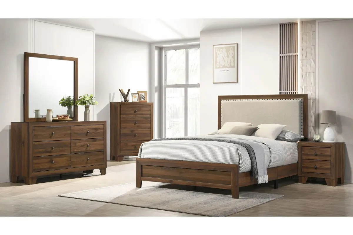 Millie 5-pc. Bedroom Set in Brown Cherry by Crown Mark