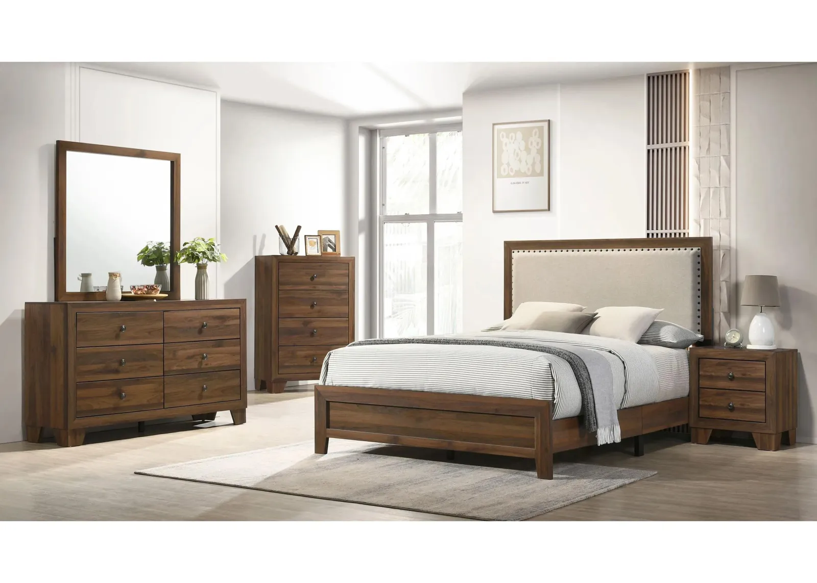 Millie 5-pc. Bedroom Set in Brown Cherry by Crown Mark