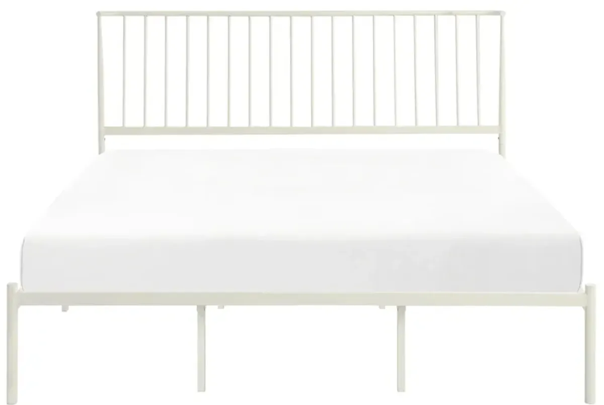 Fawn Queen Metal Platform Bed in White by Homelegance