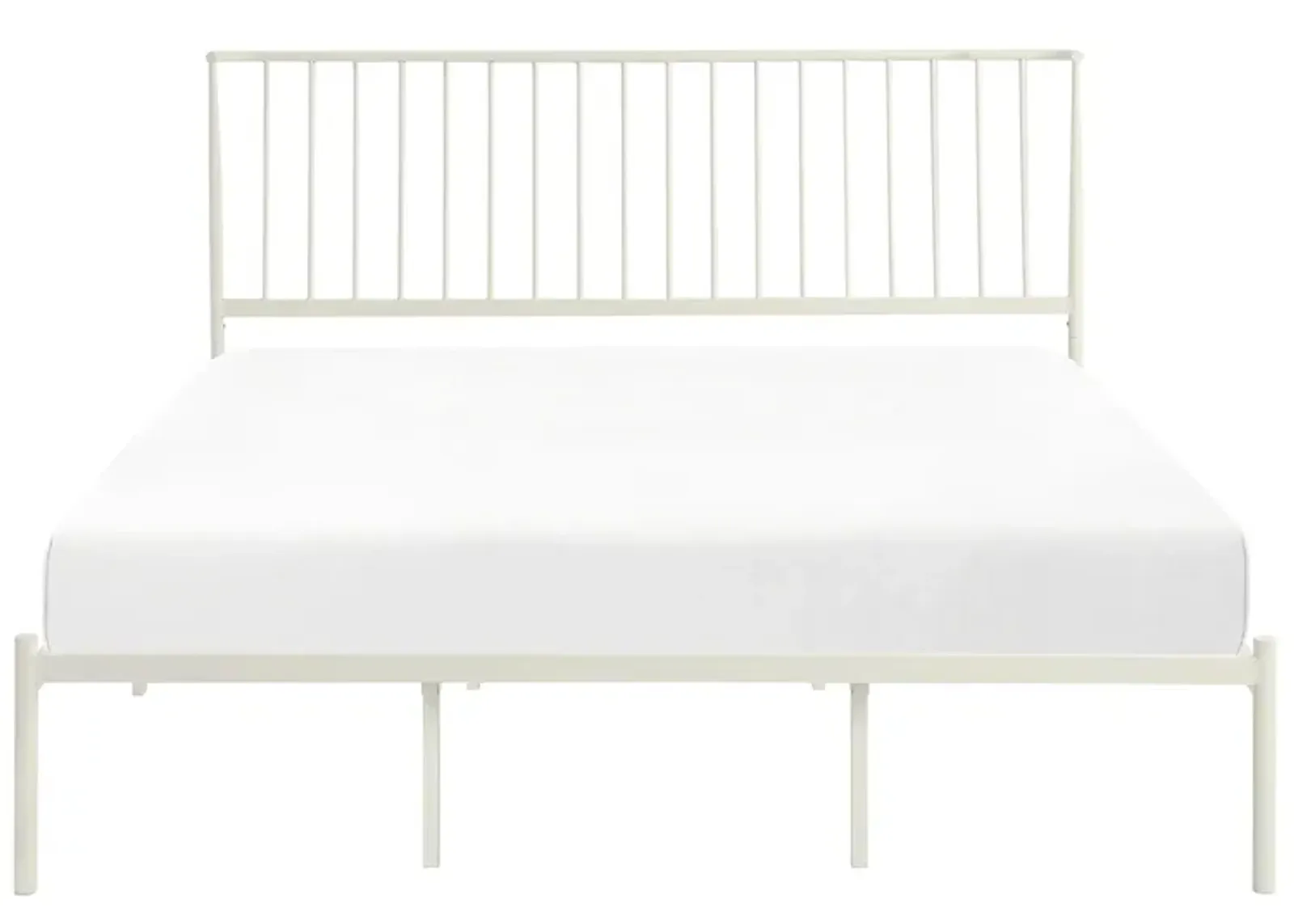 Fawn Queen Metal Platform Bed in White by Homelegance